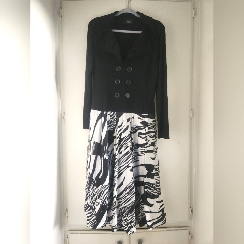 C&M Collection | Long Sleeve Faux Blazer Midi Dress